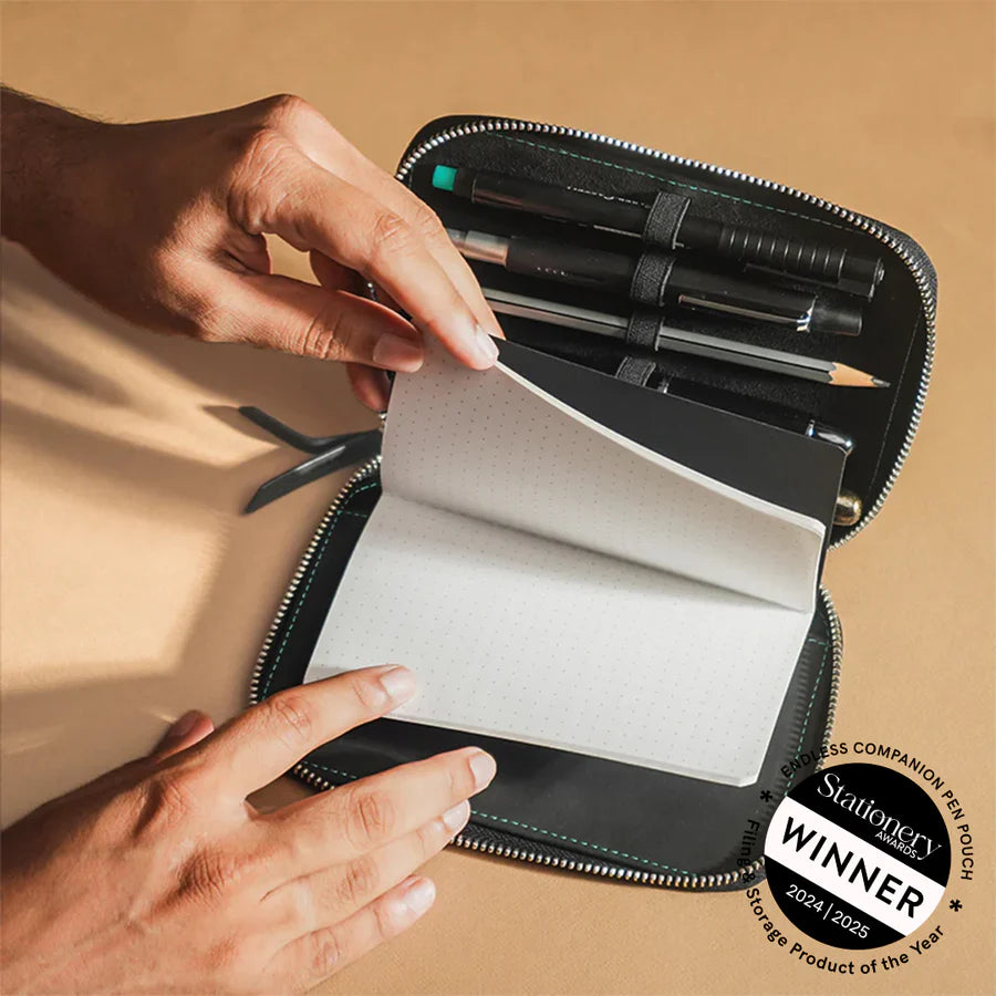 Endless Companion Leather Adjustable Pen Pouch - 5 Pens - Black
