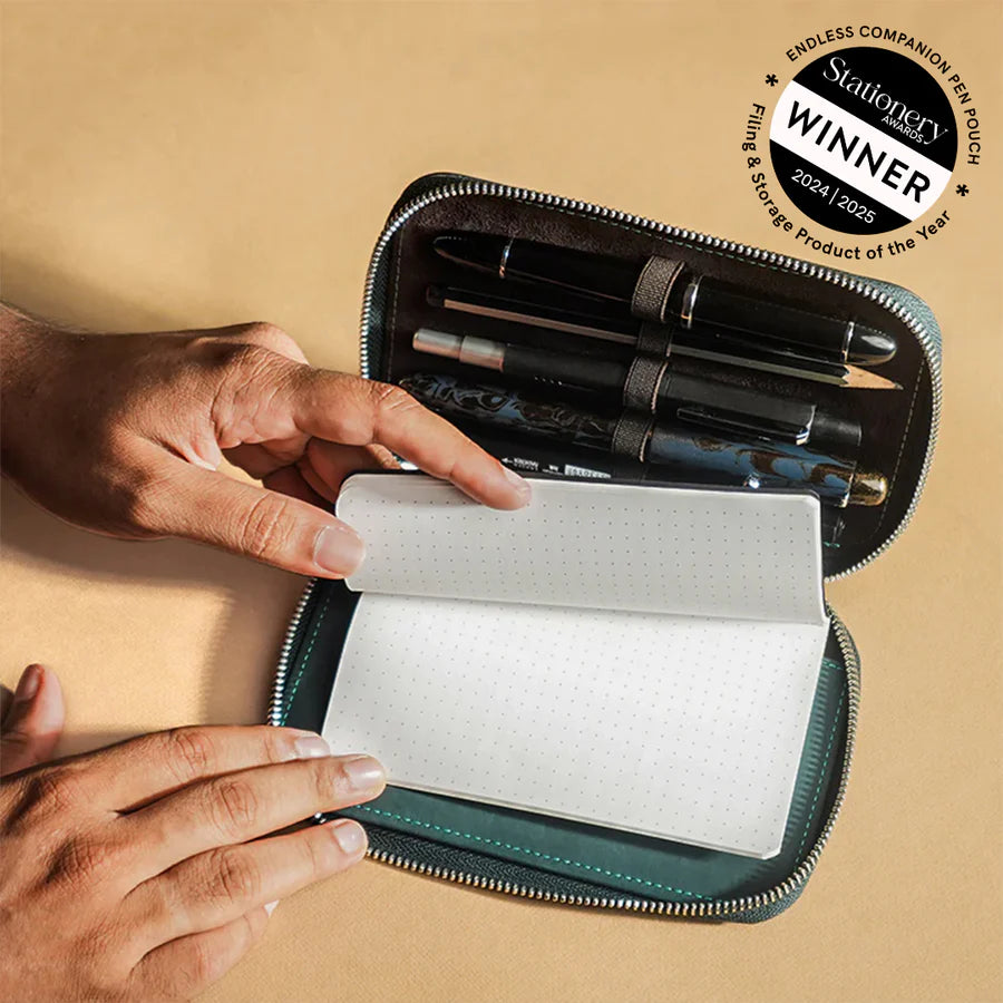 Endless Companion Leather Adjustable Pen Pouch - 5 Pens - Blue