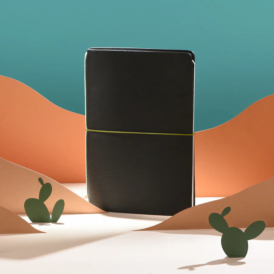 Endless Explorer - Refillable Cactus Leather Journal Regalia Paper - Black
