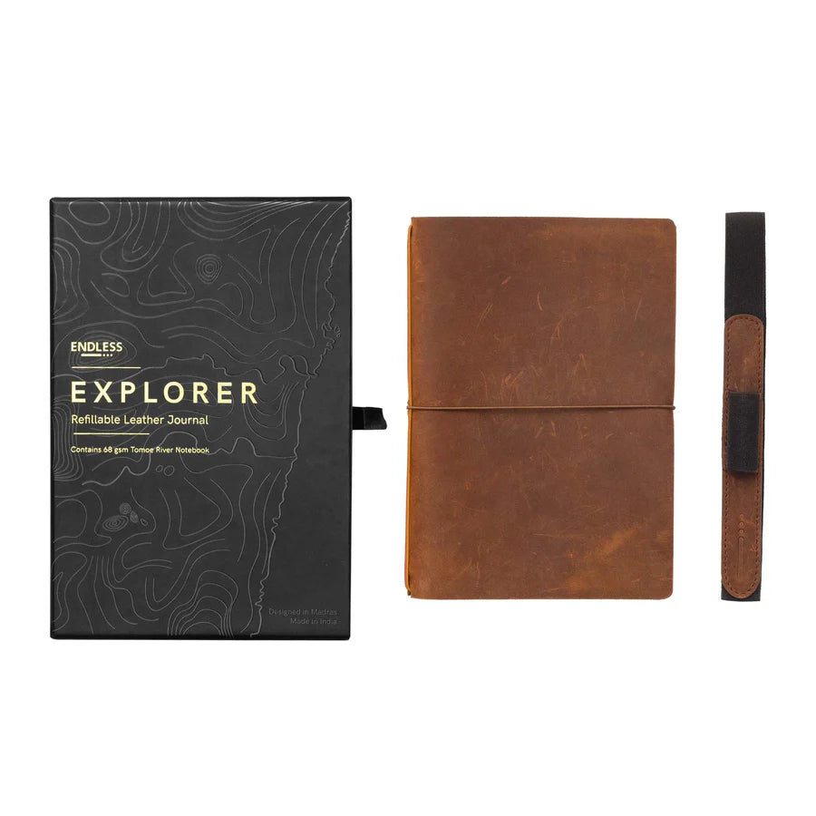 Endless Explorer - Refillable Leather Journal Regalia Paper - Brown