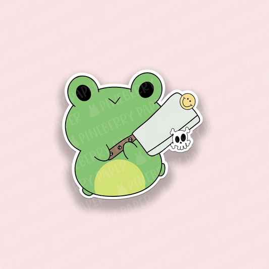 Frog with Knife Vinyl Sticker
