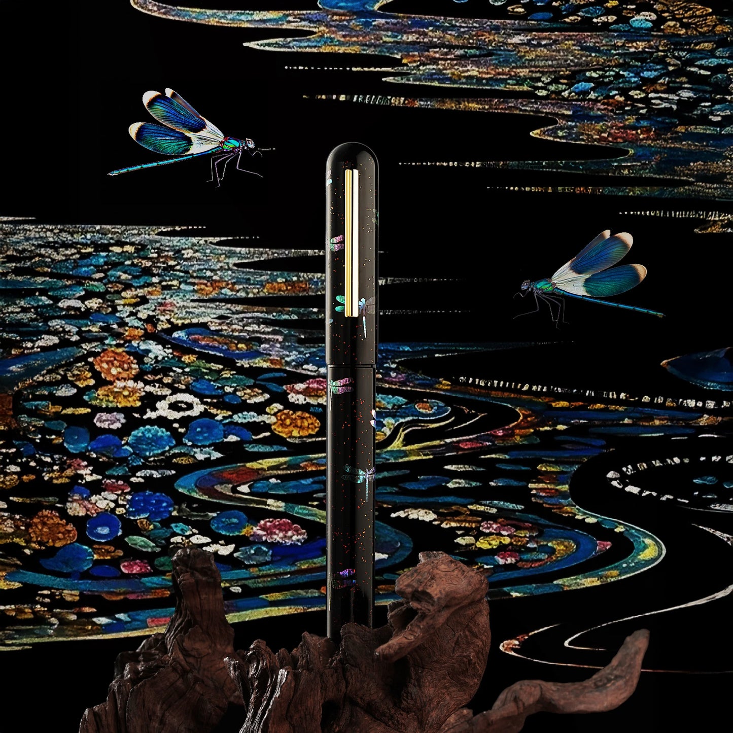 Nahvalur Ikkaku Dragonfly Urushi Fountain Pen 14k Nib