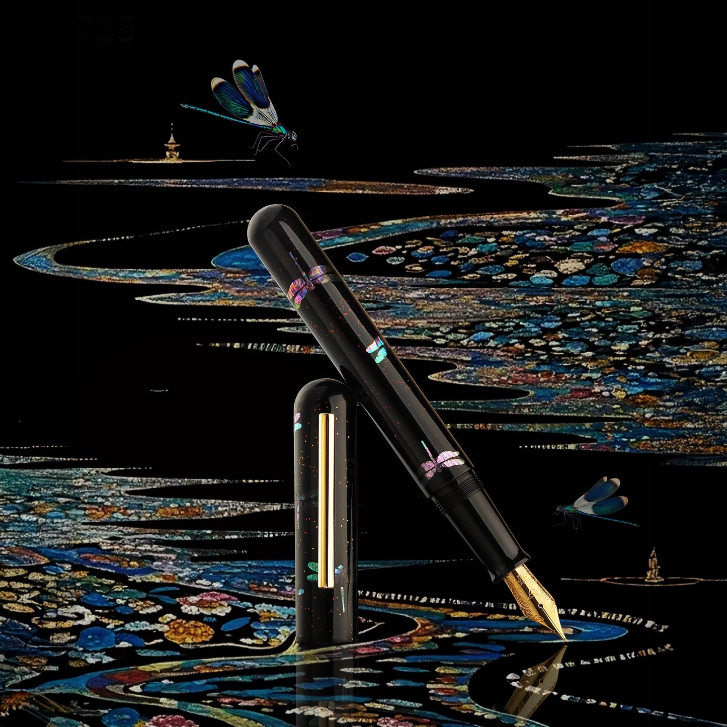 Nahvalur Ikkaku Dragonfly Urushi Fountain Pen 14k Nib