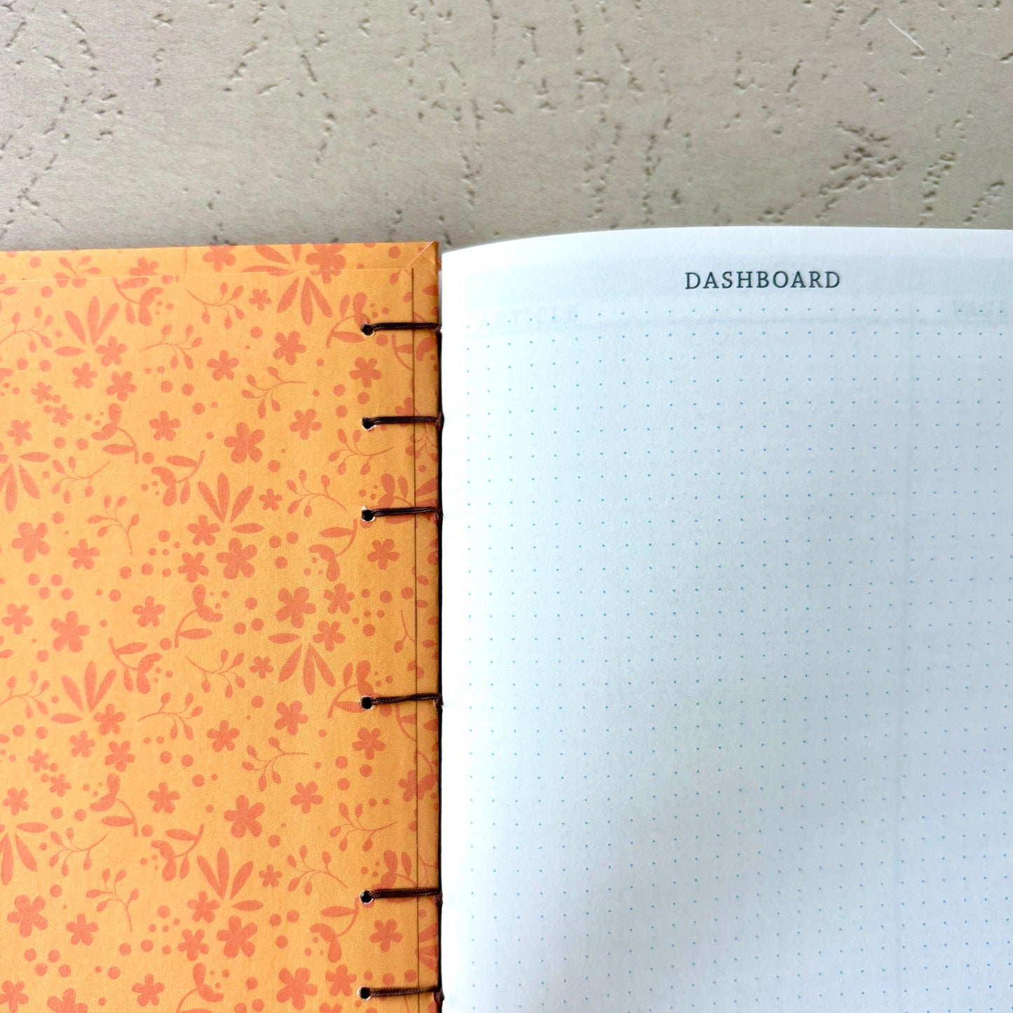 Peach Flower - A6 - Dot Grid - Coptic Bound - Fountain Pen Notebook - Handmade Journal