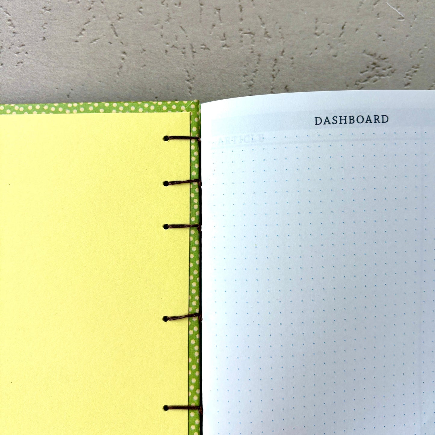Limeade - A6 - Dot Grid - Coptic Bound - Fountain Pen Notebook - Handmade Journal