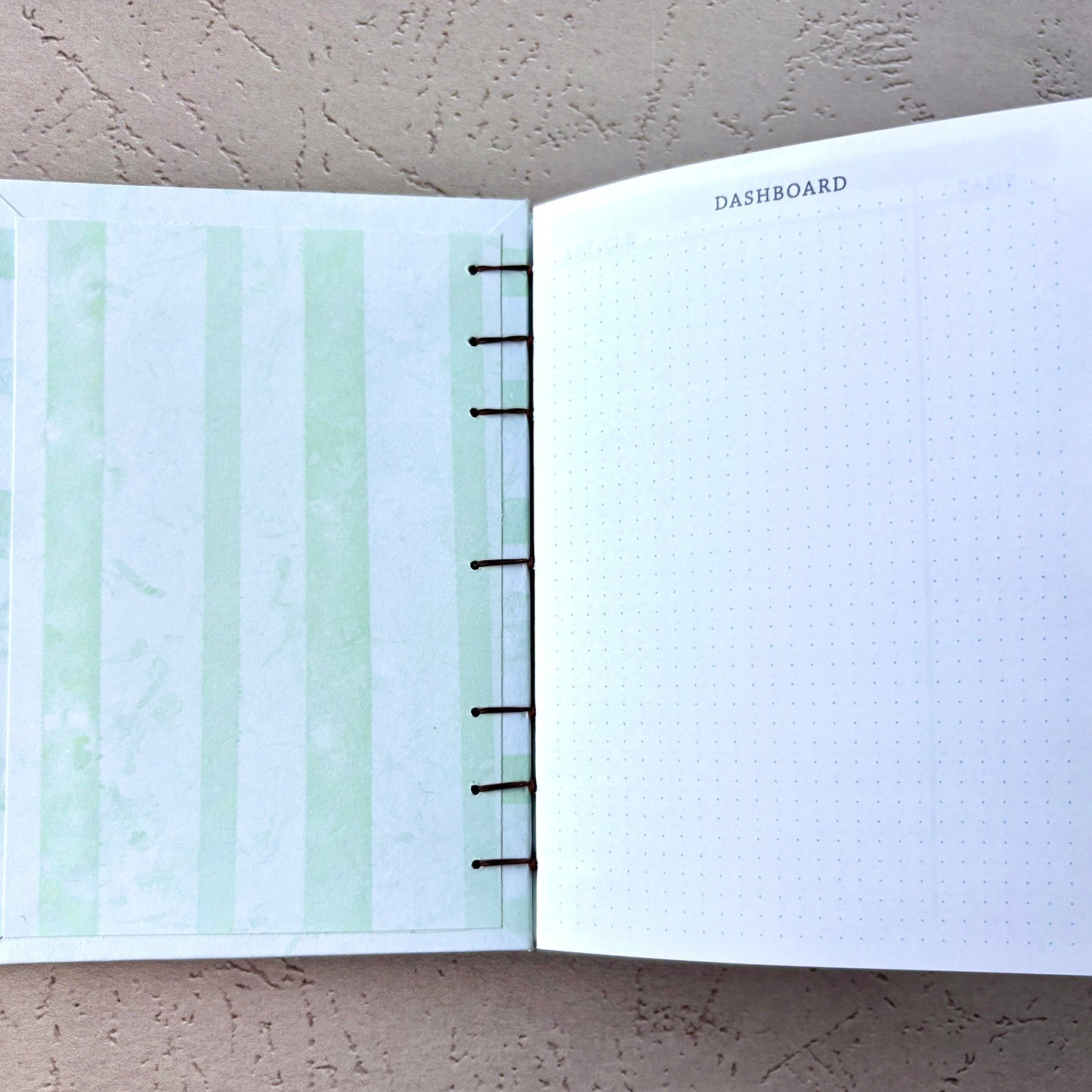 Misty Stripes - A6 - Dot Grid - Coptic Bound - Fountain Pen Notebook - Handmade Journal