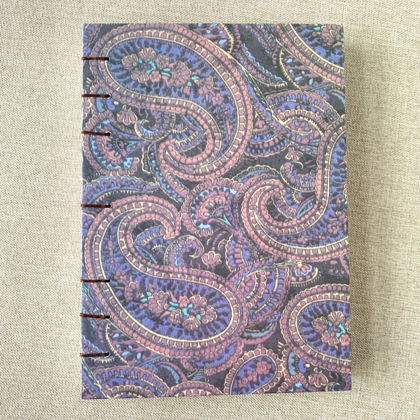 Mauve Paisley - A6 - Dot Grid - Coptic Bound - Fountain Pen Notebook - Handmade Journal