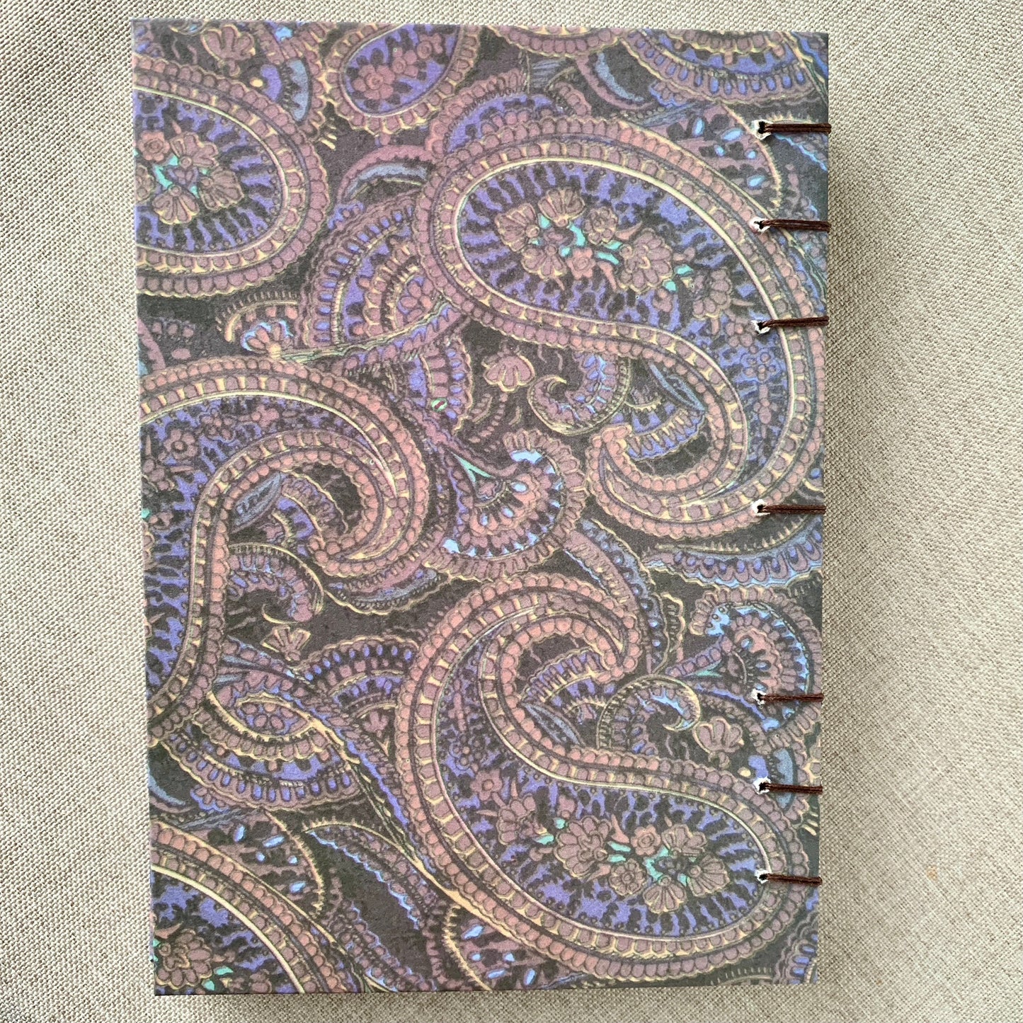 Mauve Paisley - A6 - Dot Grid - Coptic Bound - Fountain Pen Notebook - Handmade Journal