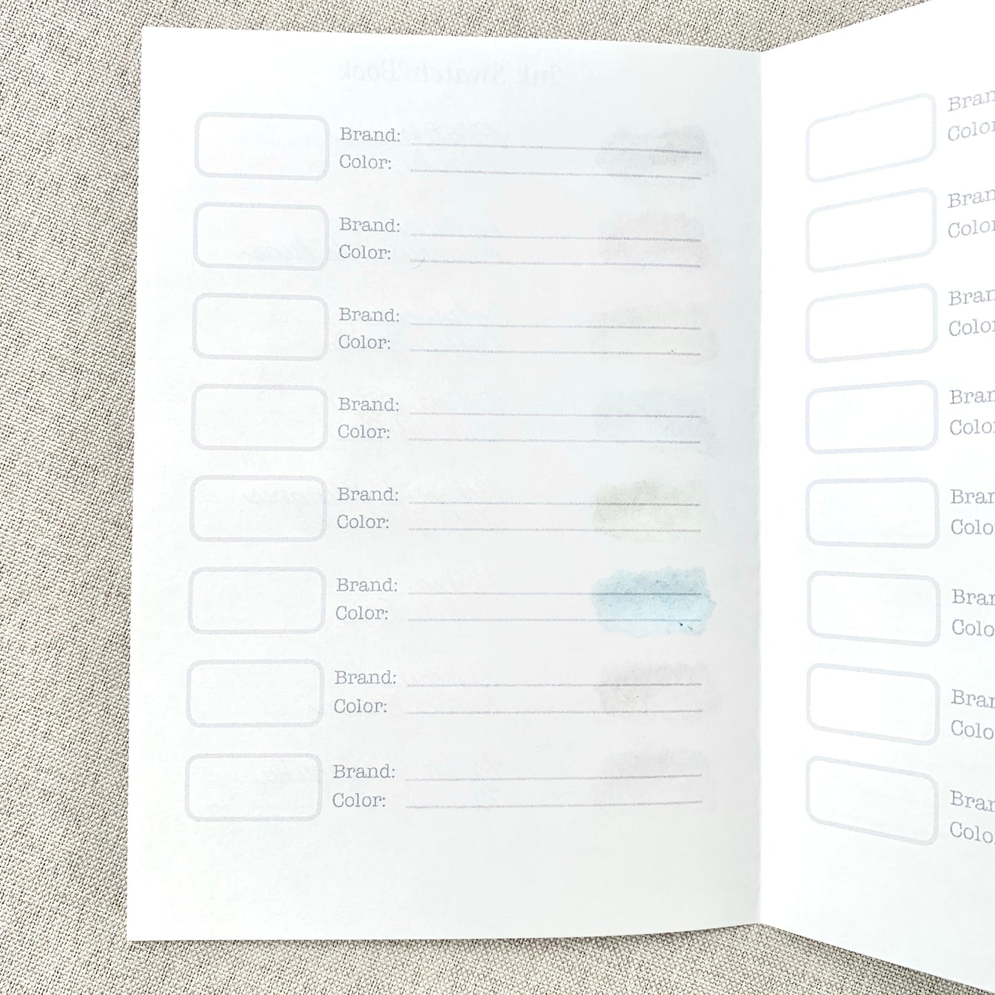 A6 Ink Swatch Book - Ink Log - Travelers Notebook Insert - Fountain Pen Friendly, Hand-Stitched Kraft Cover