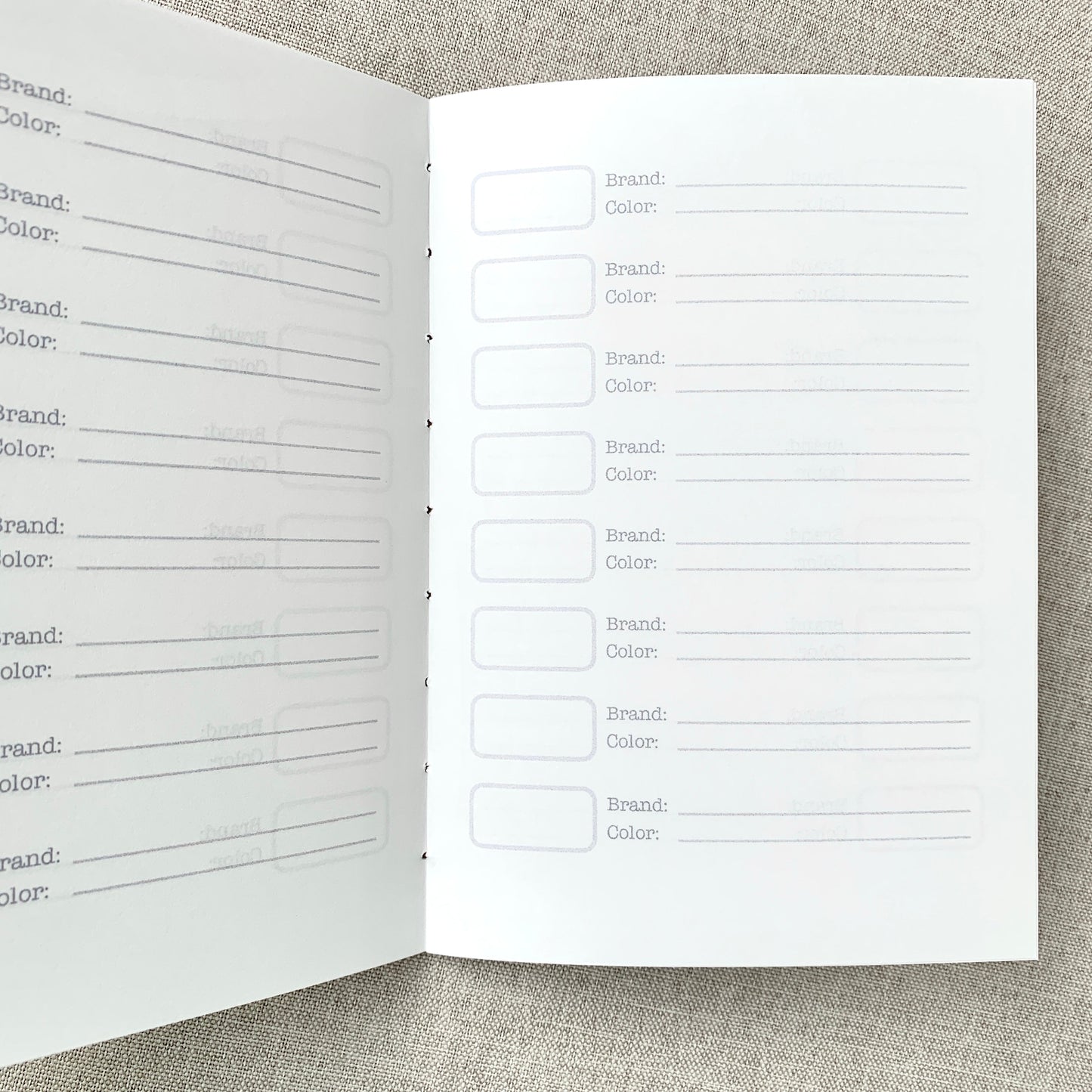 A6 Ink Swatch Book - Ink Log - Travelers Notebook Insert - Fountain Pen Friendly, Hand-Stitched Kraft Cover
