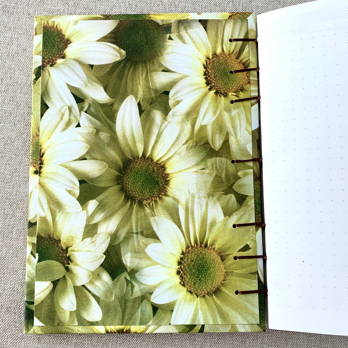 Sunflower Field - A6 - Dot Grid - Coptic Bound - Fountain Pen Notebook - Handmade Journal