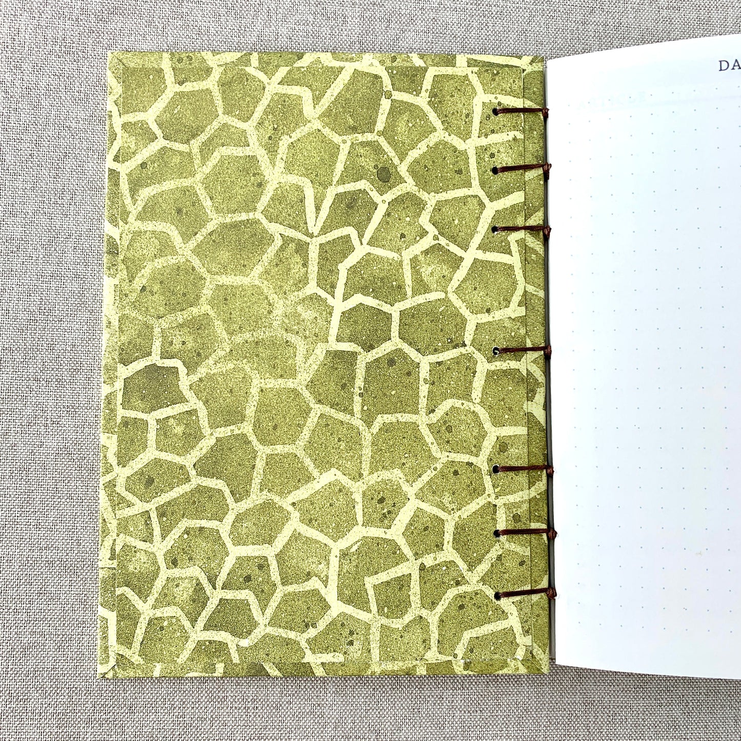 Turtle Shell - A6 - Dot Grid - Coptic Bound - Fountain Pen Notebook - Handmade Journal