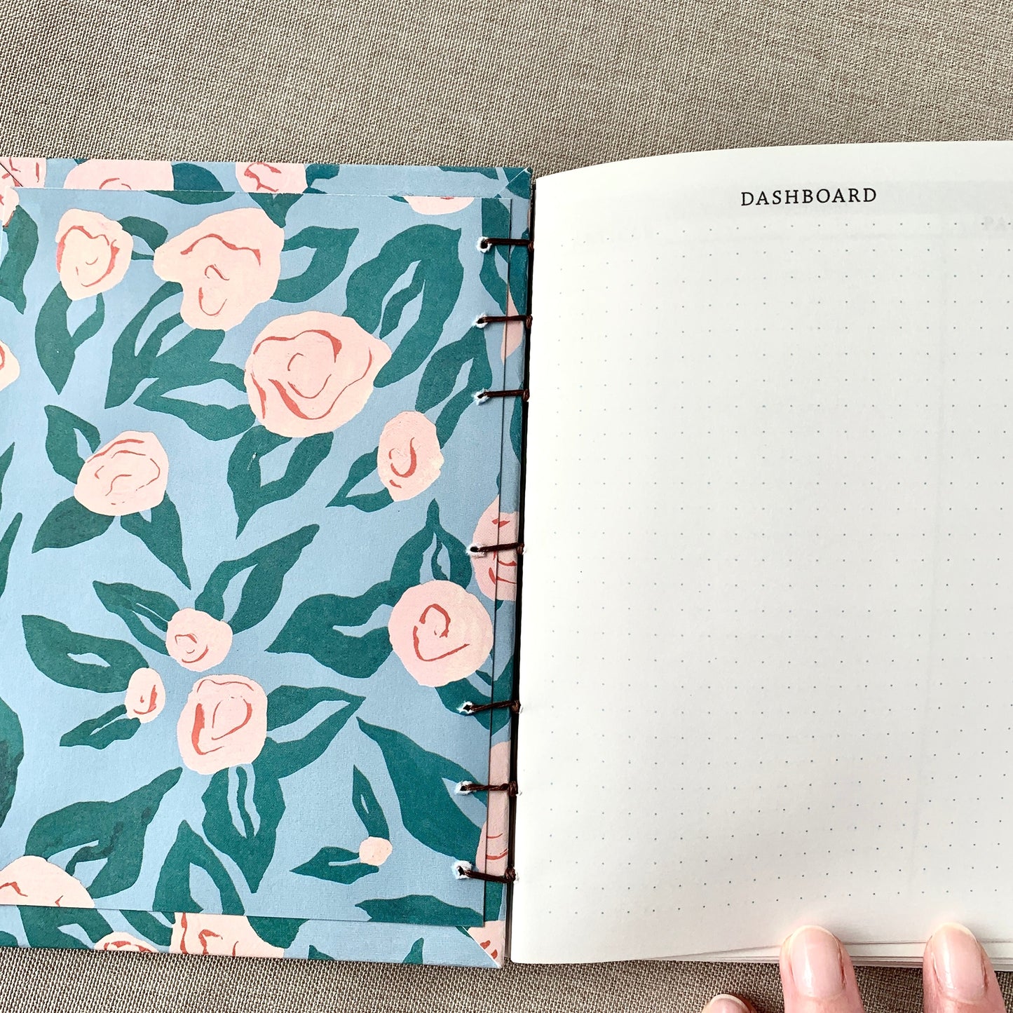 Light Rose - A6 - Dot Grid - Coptic Bound - Fountain Pen Notebook - Handmade Journal