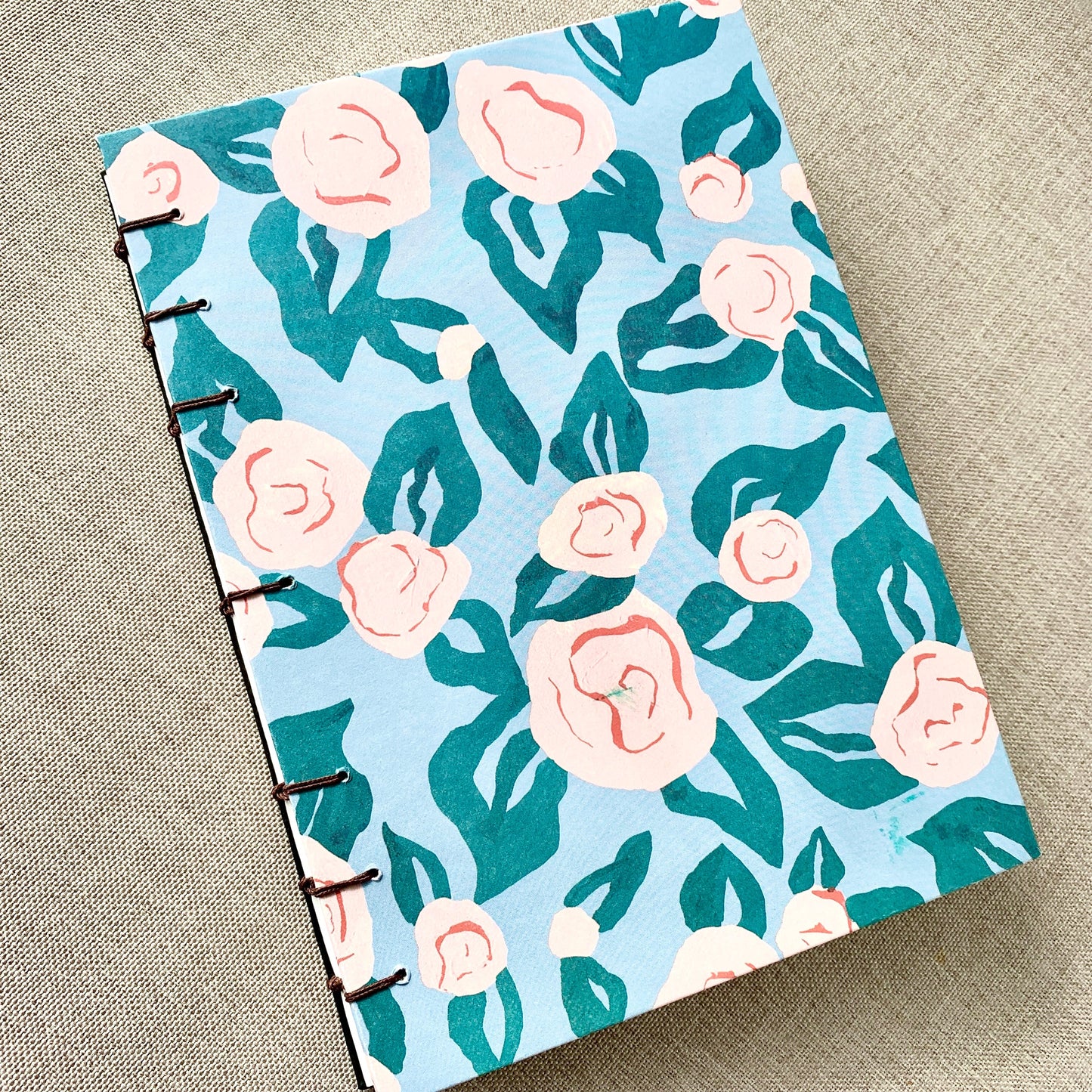 Light Rose - A6 - Dot Grid - Coptic Bound - Fountain Pen Notebook - Handmade Journal