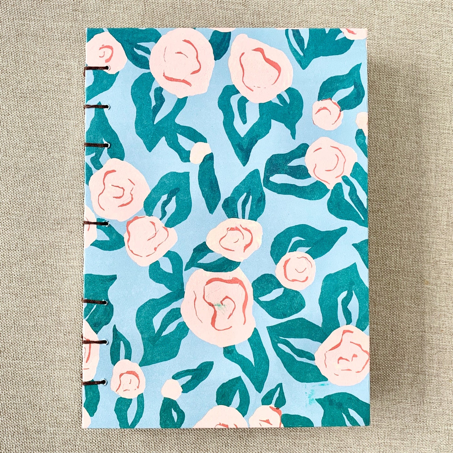 Light Rose - A6 - Dot Grid - Coptic Bound - Fountain Pen Notebook - Handmade Journal