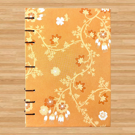Orange Blossom - A6 - Lined - Coptic Bound - Fountain Pen Notebook - Handmade Journal