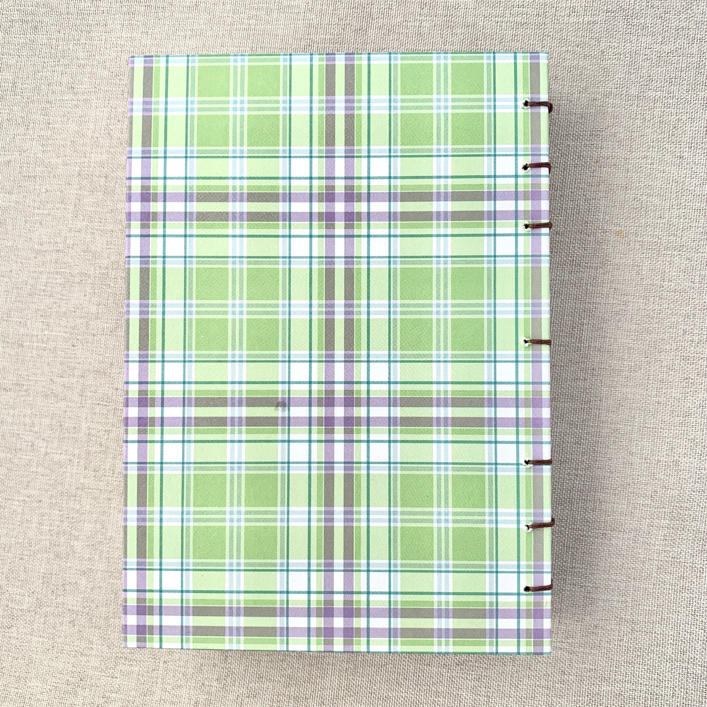 Purple Green Plaid - A6 - Lined - Coptic Bound - Fountain Pen Notebook - Handmade Journal