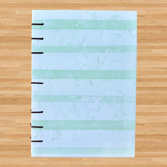 Misty Stripes - A6 - Dot Grid - Coptic Bound - Fountain Pen Notebook - Handmade Journal