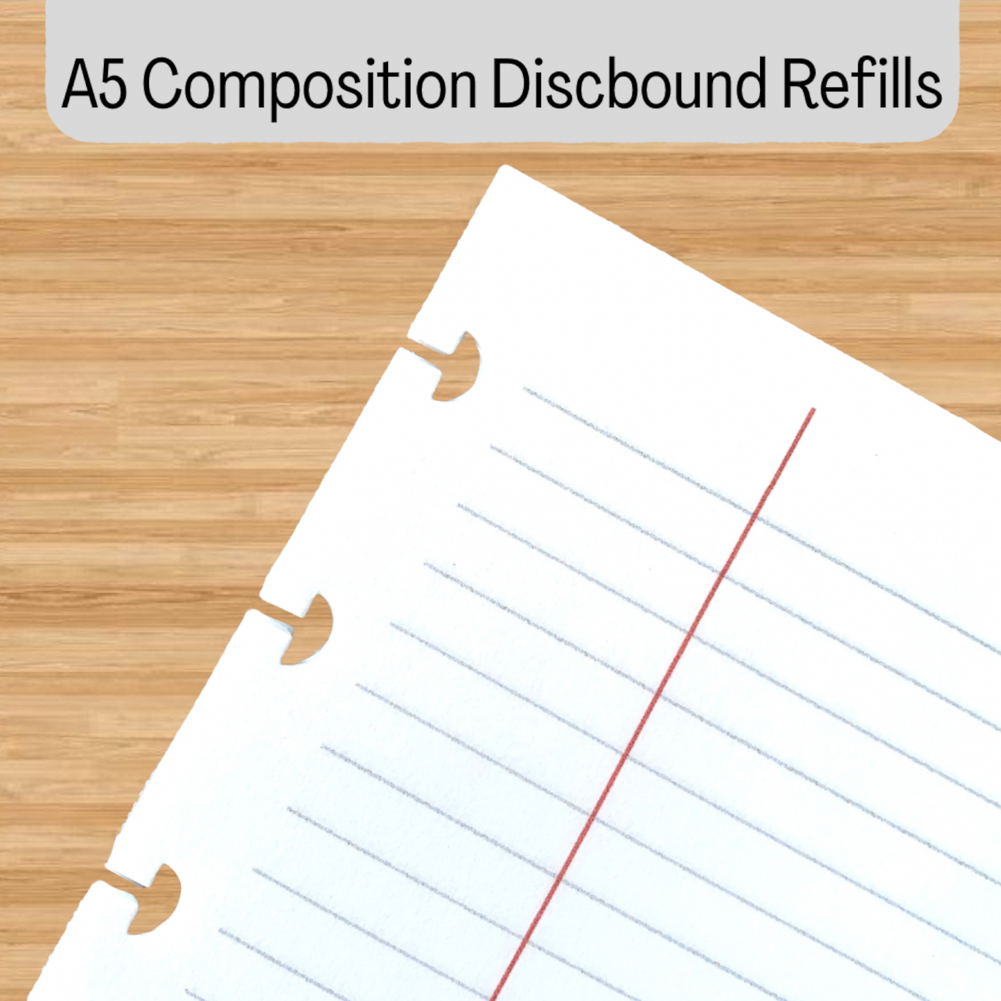 Composition Lined Discbound Notebook Insert - A5 Junior - Lined - Fountain Pen Friendly Paper