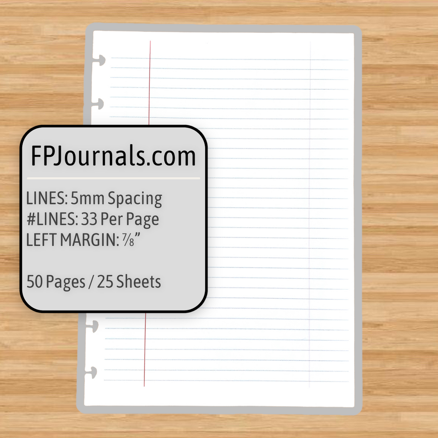 Composition Lined Discbound Notebook Insert - A5 Junior - Lined - Fountain Pen Friendly Paper