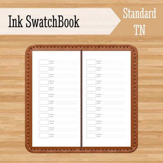 Standard Ink Swatch Book Kraft Travelers Notebook Insert - Standard TN - Ink Log - Fountain Pen Friendly Notebook - Hand-Stitched Binding