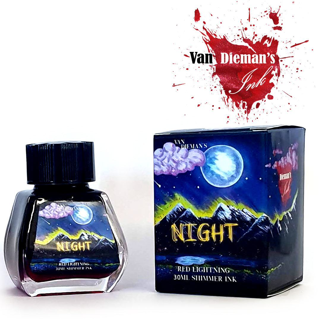 Van Dieman's Night - Red Lightning - Shimmering Fountain Pen Ink