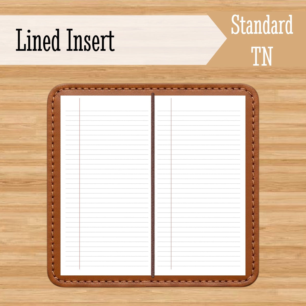 Standard Composition Lined Travelers Notebook Insert - Fountain Pen Friendly, Hand-Stitched Kraft Cover