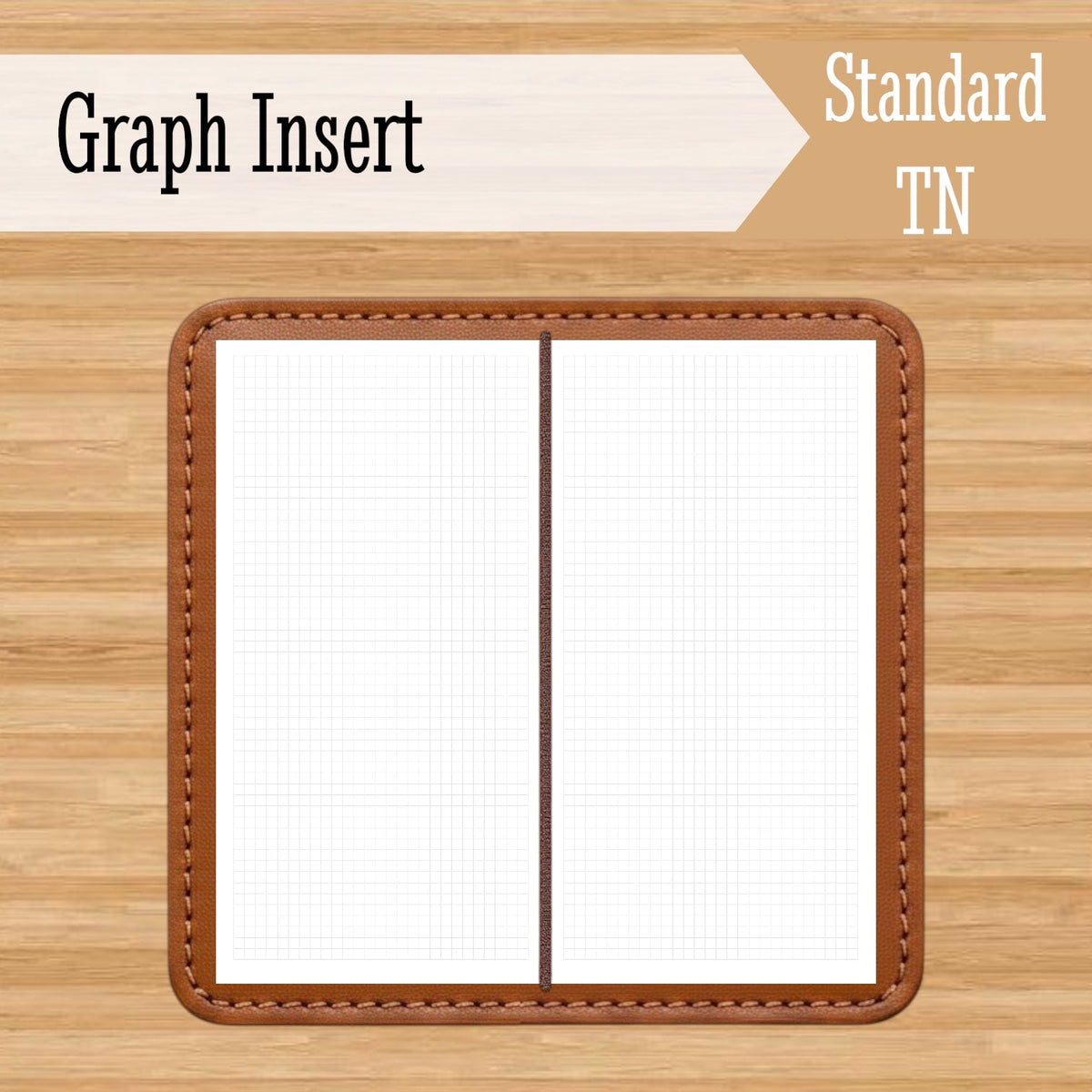Standard Graph Travelers Notebook Insert - Fountain Pen Friendly, Hand-Stitched Kraft Cover