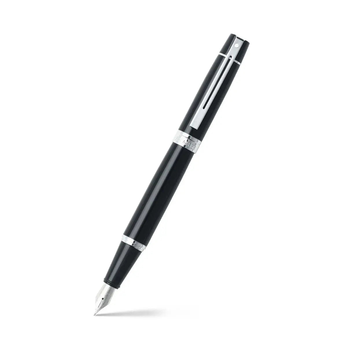 Sheaffer 300 Black Lacquer Chrome Trim Fountain Pen Medium Nib