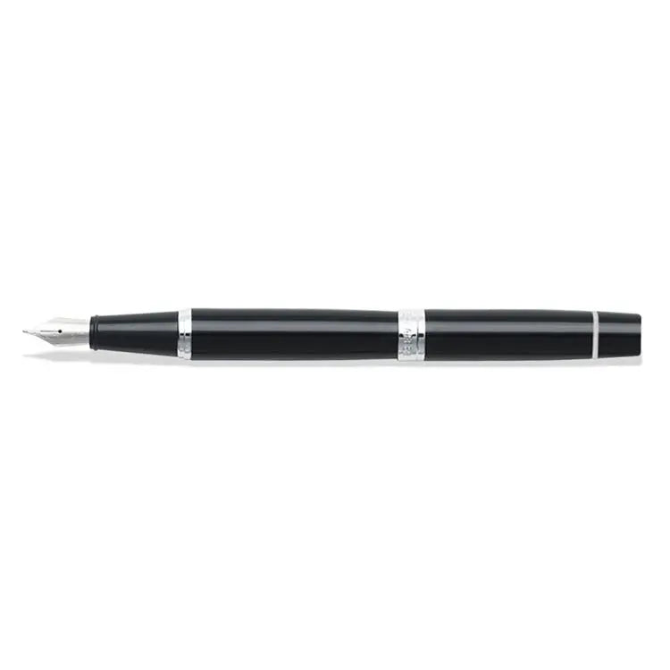 Sheaffer 300 Black Lacquer Chrome Trim Fountain Pen Medium Nib