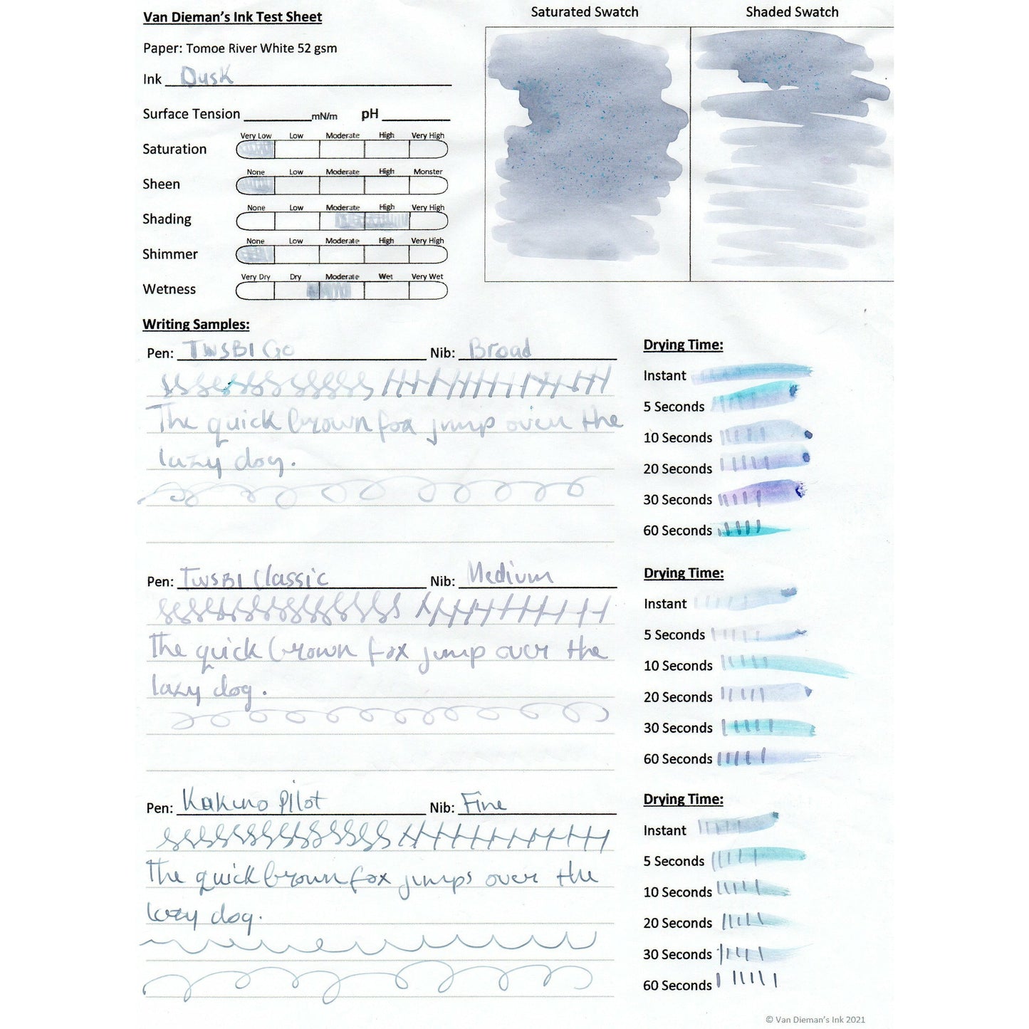 Van Dieman's Night - Dusk - Fountain Pen Ink