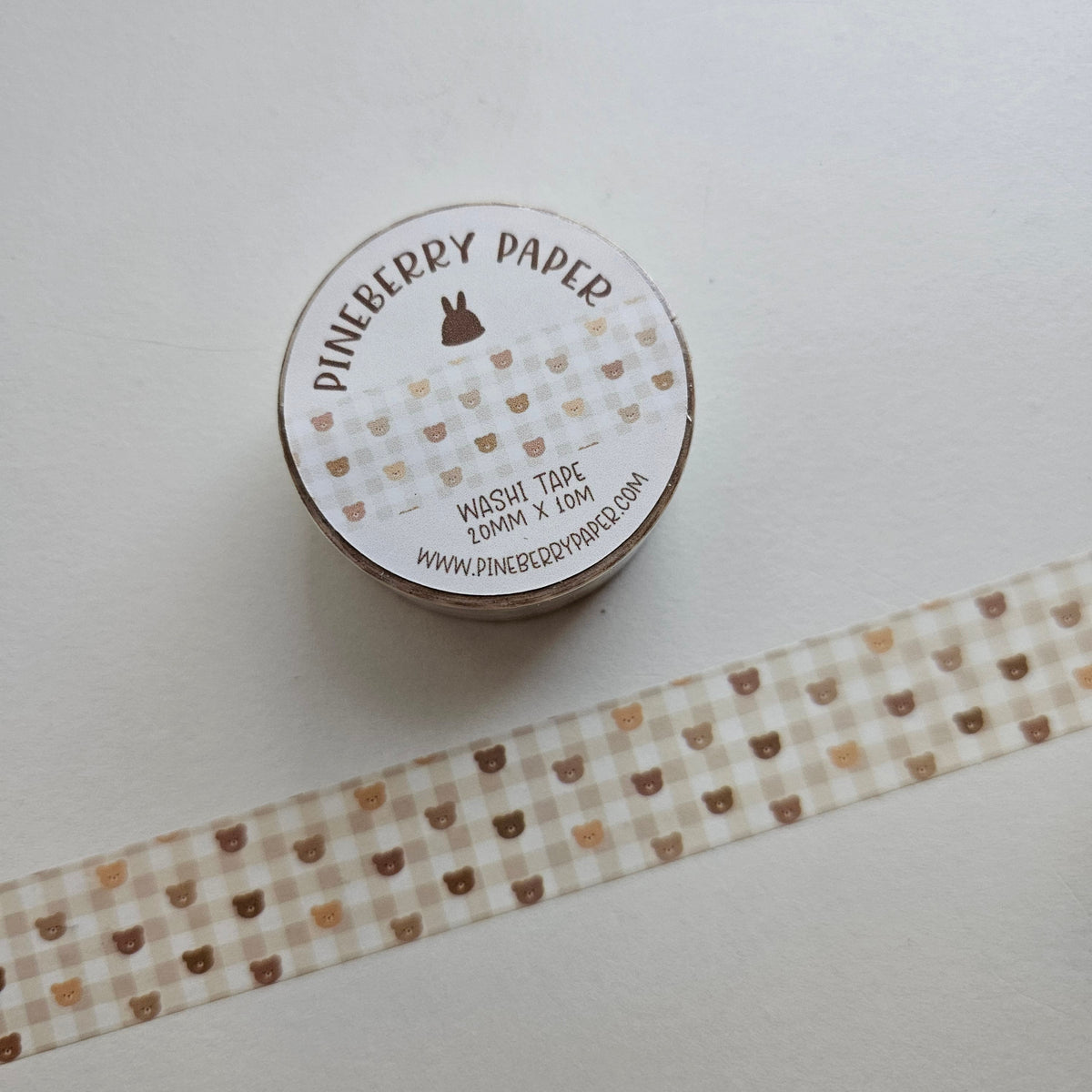 Bear Gingham Washi Tape | 20mm x 10m | W030