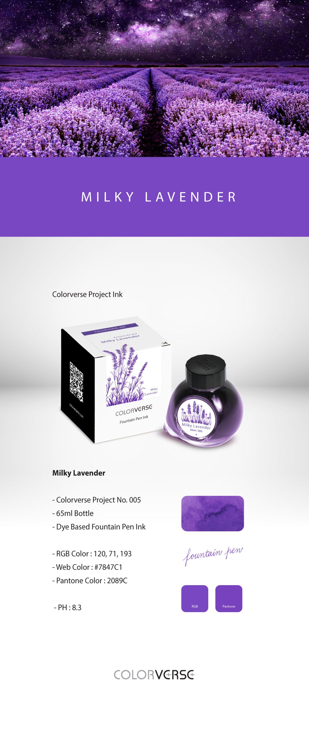 Colorverse Milky Lavender Project Volume One 65mL Ink Bottles
