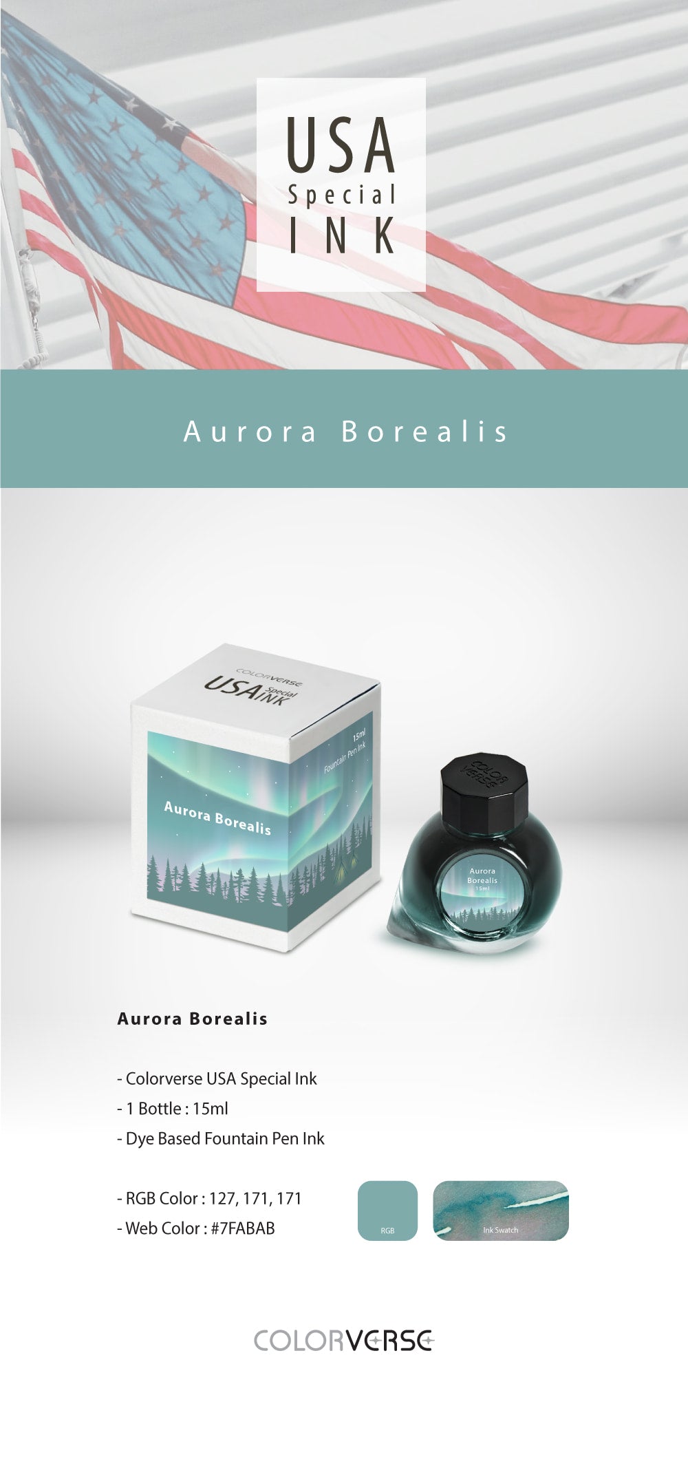 Colorverse Aurora Borealis USA Special Series 15mL Bottled Ink