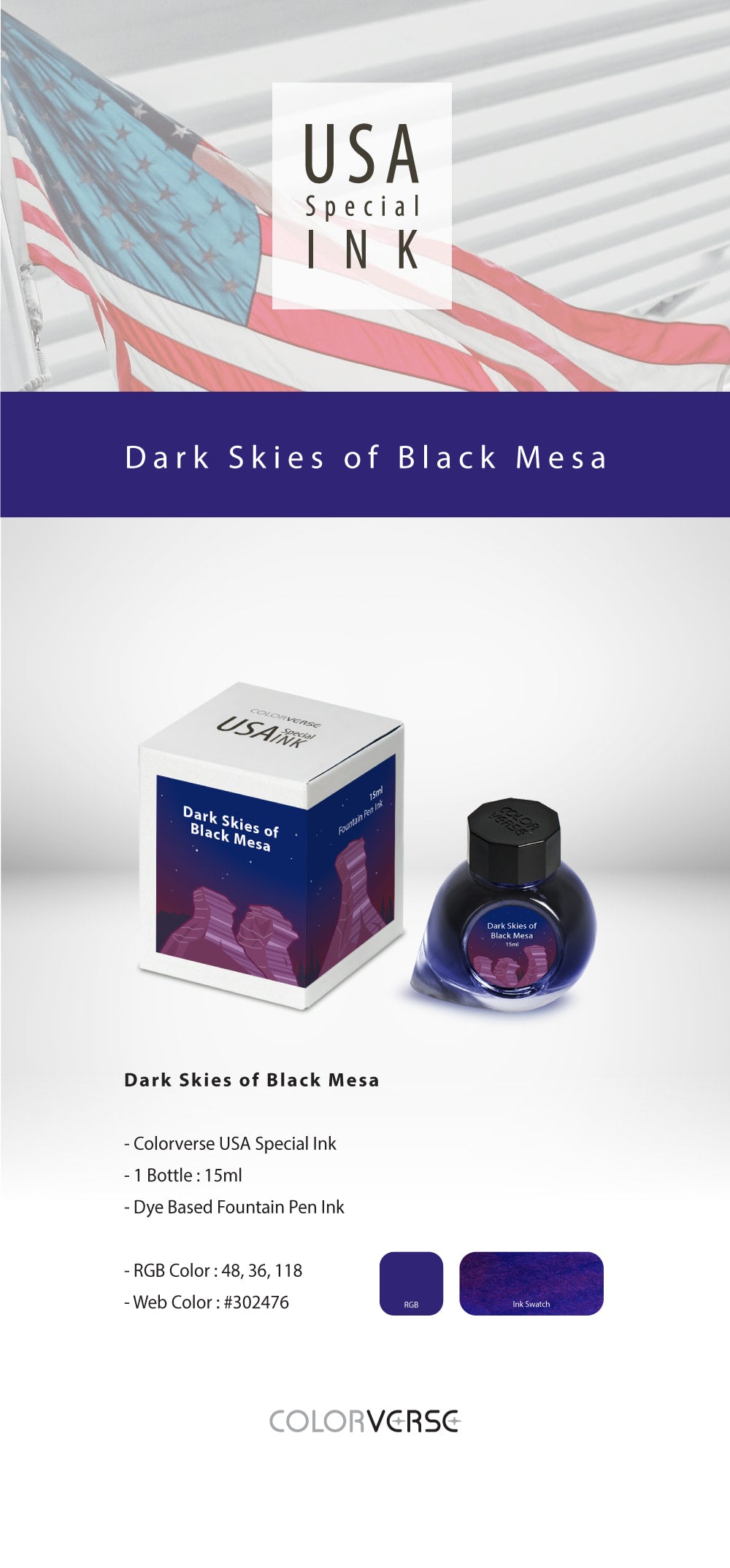 Colorverse Dark Skies Of Black Mesa USA Special Series 15mL Bottled Ink